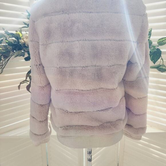 ELIZA J FAUX FUR BLUSH COLOR BURRON DOWN COAT SIZE SMALL - Picture 5 of 8